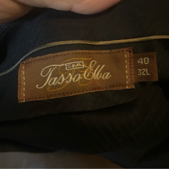 TASSO Elba 100% Pure Wool Striped Gray Men's Dress Pants - Picture 4 of 7